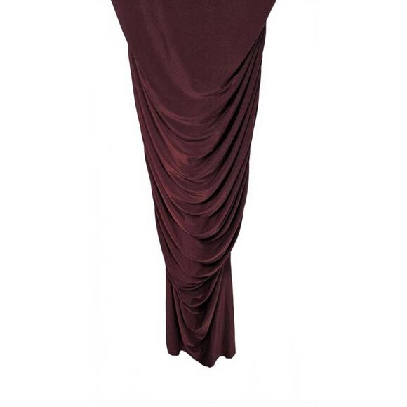 Windsor Women's Elegant Burgundy Ruched Formal Maxi Dress With Slit - Picture 2 of 7